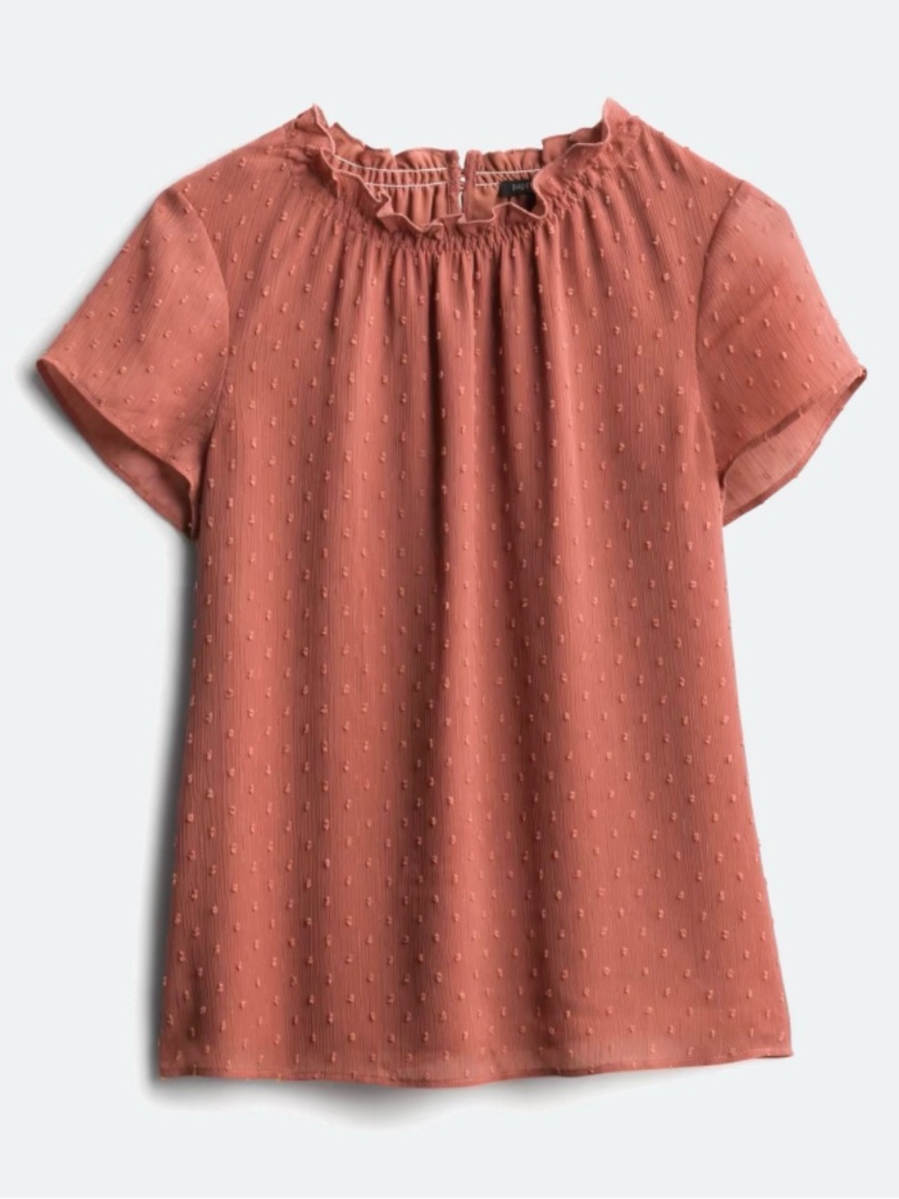 Papermoon Conrey Textured Short Sleeve Swiss Dot Blouse - Dark Pink - Medium